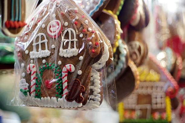 Christmas gingerbreads at christmas market stock photo