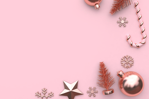 Christmas Holiday New Year Concept Minimal Pink Background Abstract