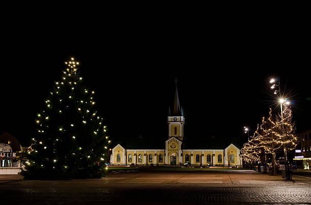 Christmas illumination in Borgholm, Sweden stock photo