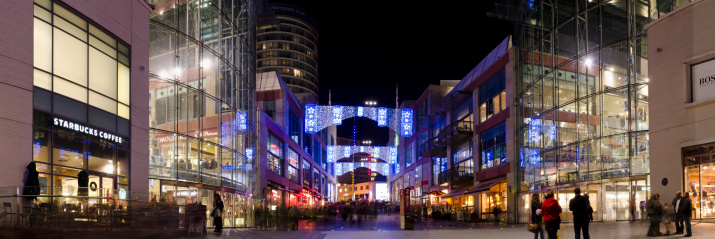 Christmas Lights At The Bullring Shopping Centre Birmingham Panorama