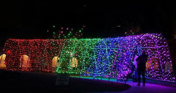 Christmas Lights Festival And Celebration In Hudson Gardens Stock