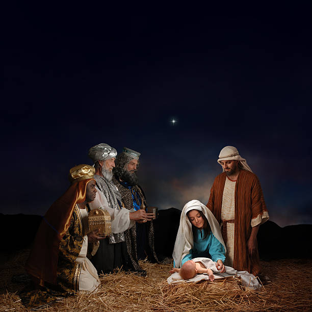 Christmas Nativity with Wise Men stock photo