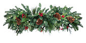 istock Christmas Pine Garland with Lights Isolated on White 1285362555