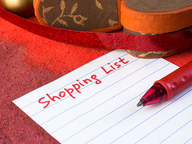 Christmas shopping list stock photo