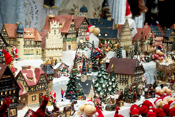 Christmas (new year) toys in the market stock photo