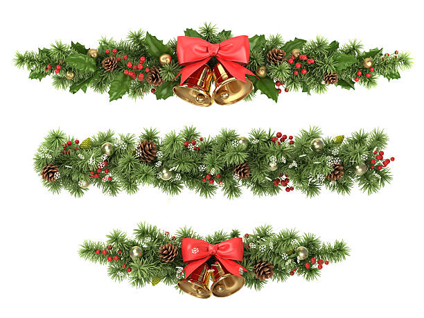 Christmas tree borders. Christmas borders from the decorated  fir tree branches. christmas decoration stock pictures, royalty-free photos & images