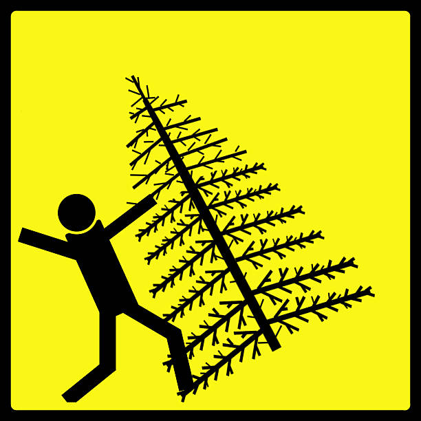 Christmas Tree Danger Sign stock photo