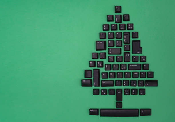 julgran av svart datornycklar med utrymme för text - shodography bildbanksfoton och bilder