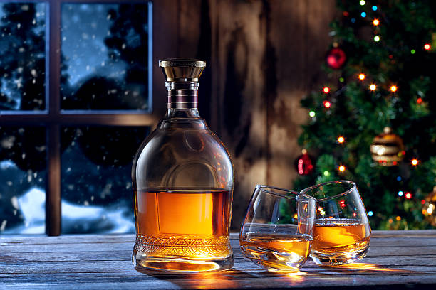 christmas whiskey stock photo