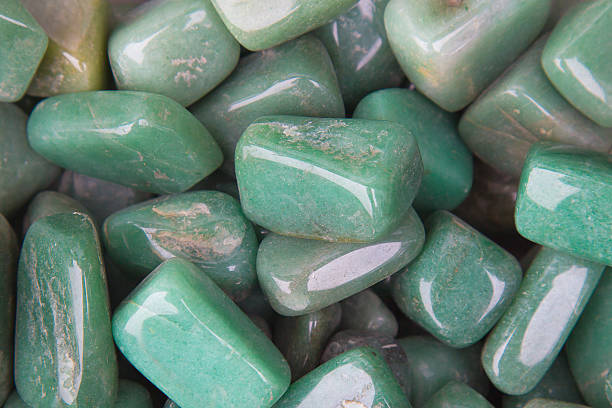 Chrysoprase gemstone. Jadeite mineral stock photo