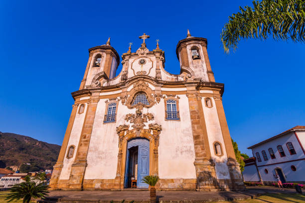 A church at Ouro Preto, Minas Gerais, Brazil stock photo