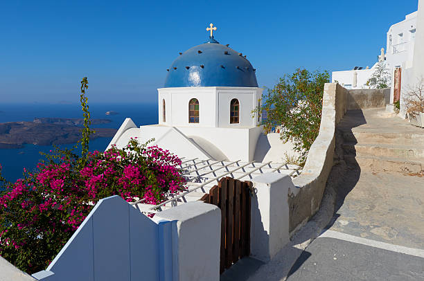 Church of Anastaseos , Imerovigli , Santorini stock photo