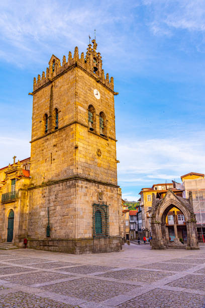 church of our lady of oliveira in the old town of guimaraes, portugal - guimarães imagens e fotografias de stock