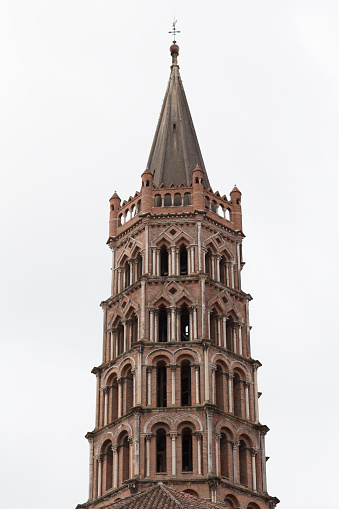 Church of Saint-Sernin Tower close-up with white background