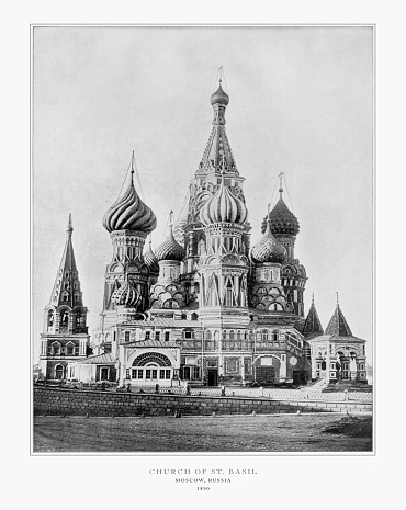 Antique Russian Photograph: Church of St. Basil, Moscow, Russia, 1893. Source: Original edition from my own archives. Copyright has expired on this artwork. Digitally restored.