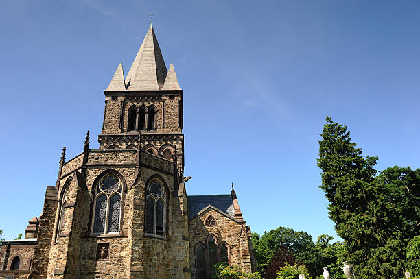Church under a blue sky stock photo