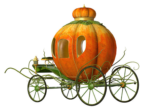 Cinderella fairy tale pumpkin carriage, isolated stock photo
