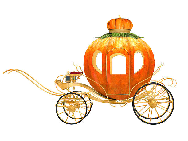 Cinderella fairy tale pumpkin carriage, isolated stock photo
