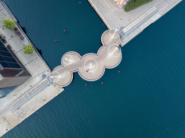 circle bridge i köpenhamn, danmark - drone copenhagen bildbanksfoton och bilder