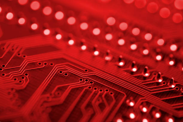 Circuit board background (red) stock photo