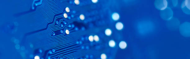 Circuit board background (blue) stock photo