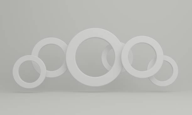 arrière-plan d’image 3dcg abstrait circulaire - présentoir blanc 3d photos et images de collection