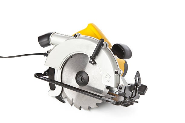 Circular Saw Yellow Circular Saw on white background electric saw stock pictures, royalty-free photos & images