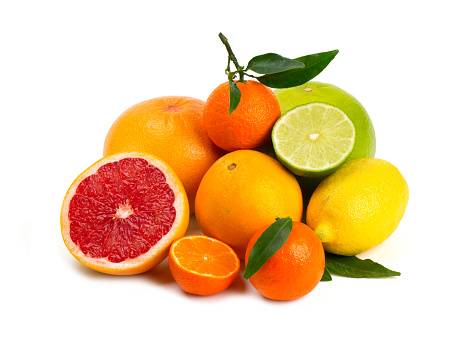 citrus fruits isolated on white background