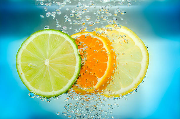 Citrus slice in water stock photo