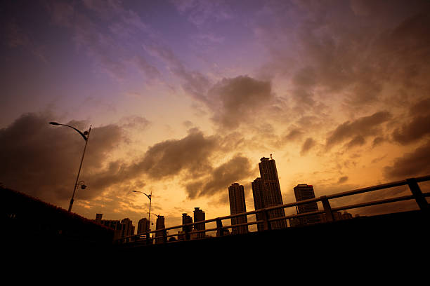 City at dusk stock photo