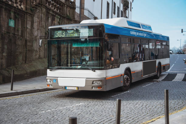 city bus powered with natural gas - carro oporto imagens e fotografias de stock
