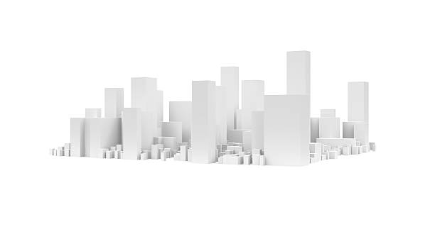 City Landscape, Isolated on White Background stock photo