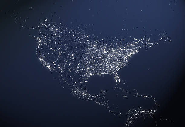 USA City Light Map stock photo