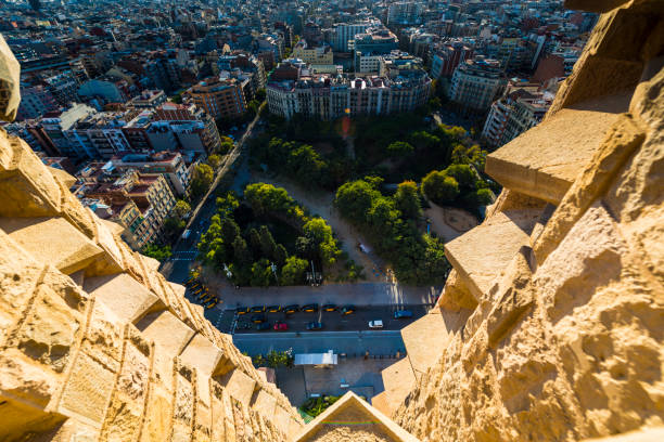 City of Barcelona, a view from the tower of Sagrada Família basilica, spain