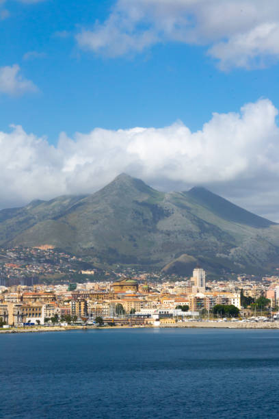 City of Palermo at the foot of the mountain stock photo
