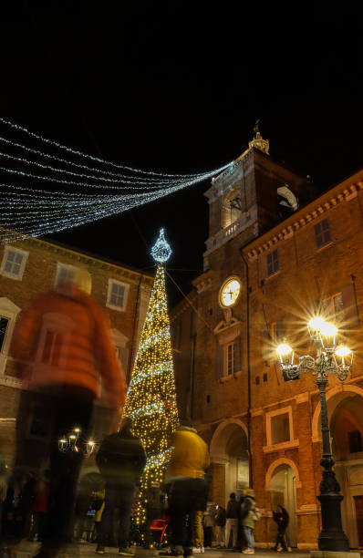 City of Senigallia with Christmas tree (Marche, Italy) stock photo