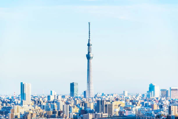 日本の王子の都市スカイライン航空写真 - スカイツリー ストックフォトと画像