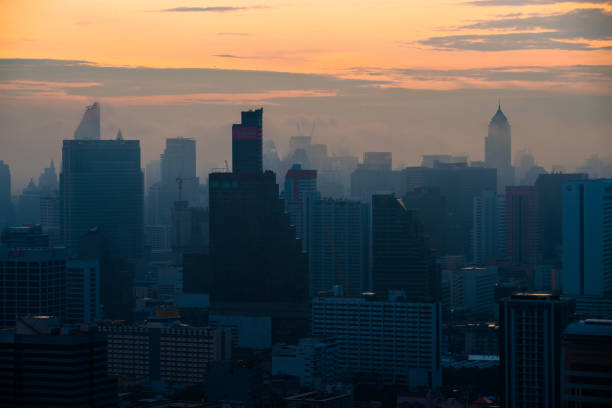 Cityscape of Bangkok city in the morning stock photo