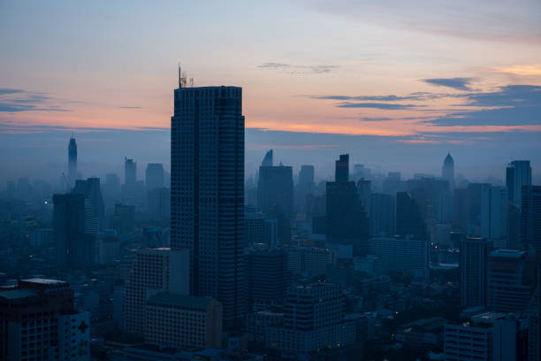 Cityscape of Bangkok city in the morning stock photo