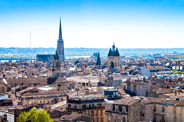 Cityscape of Bordeaux in France Panoramic view of the city of Bordeaux in France bordeaux photos stock pictures, royalty-free photos & images