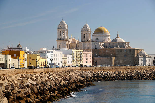 Cityscape of Cádiz:Paseo Campo del Sur, Spain stock photo