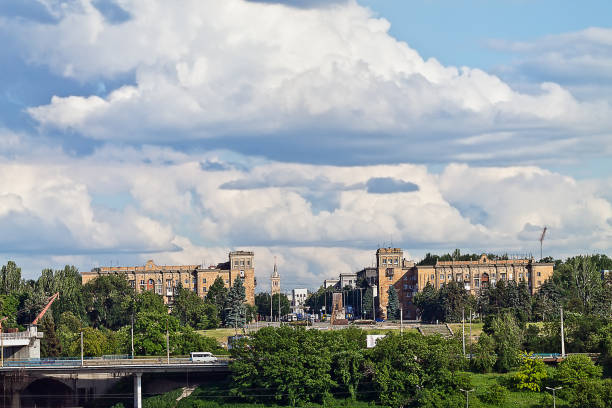 cityscape of Zaporozhye cityscape of Zaporozhye, Ukraine, cloudy day zaporizhzhia stock pictures, royalty-free photos & images