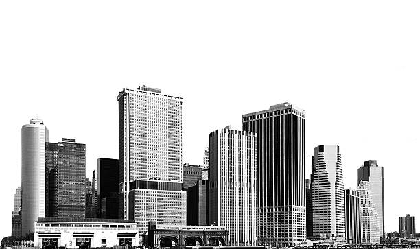 cityscape - silhouettes of skyscrapers stock photo