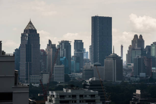 Cityscape view of Bangkok's residential buildings in the heart of Bangkok, Thailand. stock photo
