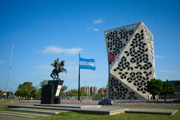 civic center and monument of juan bustos in cordoba - argentina palacio do govern imagens e fotografias de stock