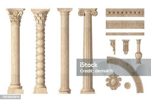 istock Classic antique marble columns set 1301800814