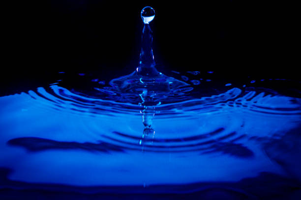 Classic blue water drop on black background stock photo