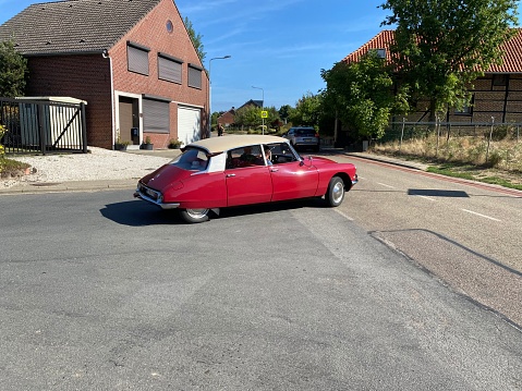 Hulsberg, Netherlands - September 04, 2022.  Citroen DS 1970 on the road during route of classical collector cars in  the country.