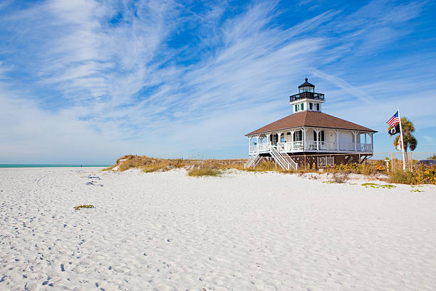 Classic historic lighthouse on Florida's west coast stock photo