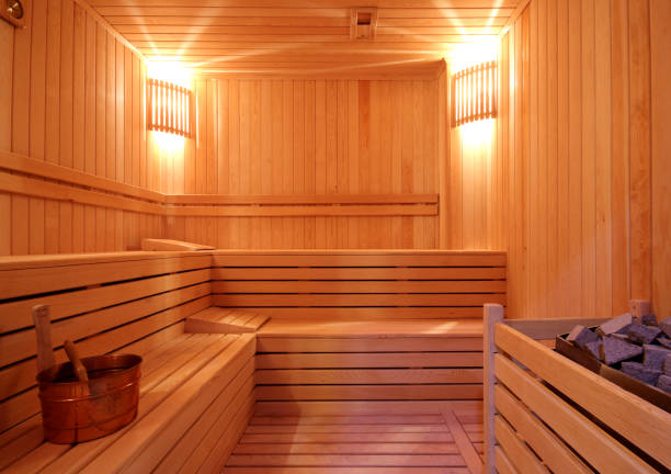 Classic Sauna Room stock photo
